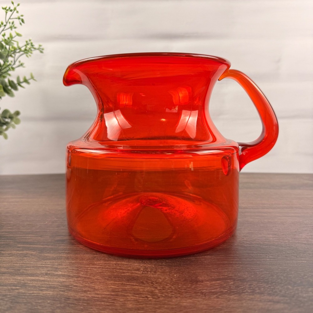 Greenwich Flint-Craft 1224-S Orange Glass Pitcher Tom Connally Vintage GFC